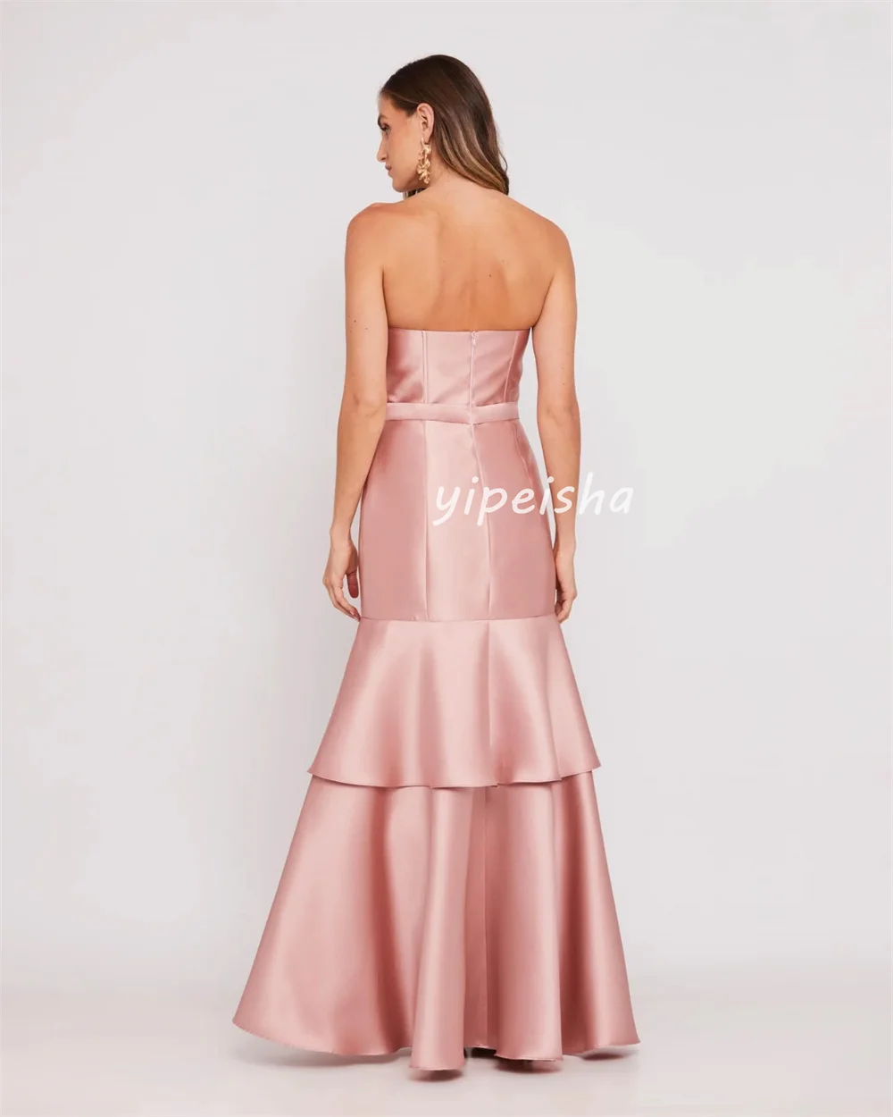 Vestidos largos sin tirantes de sirena con gradas, exquisitos y elegantes, personalizados, vestidos para ocasiones a medida, estilo moderno, Pastrol de moda