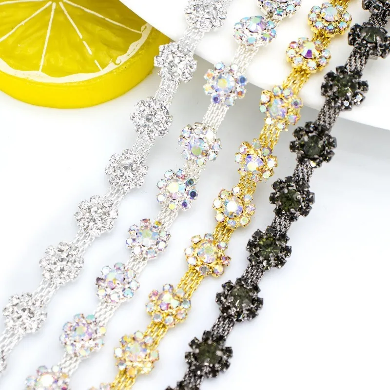 

New Fashion Sunflower Water Diamond Chain Hand Sewn Chain DIY Handmade Collar Bag Decoration Wedding Dress Accessories