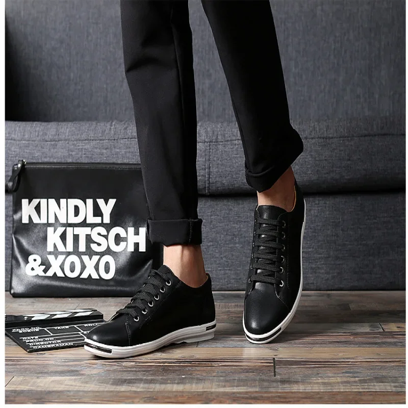 

Men's fashionable lace-up leather shoes white casual shoes student sneakers