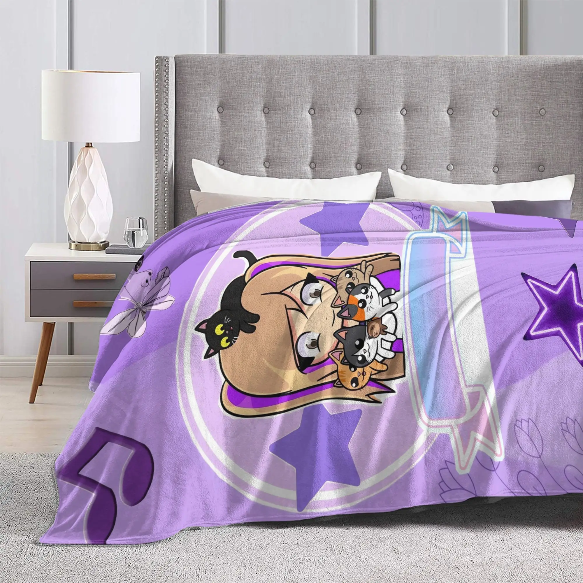 Violet Music Badge Lyna Vallejos Plush Blanket Girls Boys  Flannel Throw Blanket For Super Warm Bedspread Birthday Present