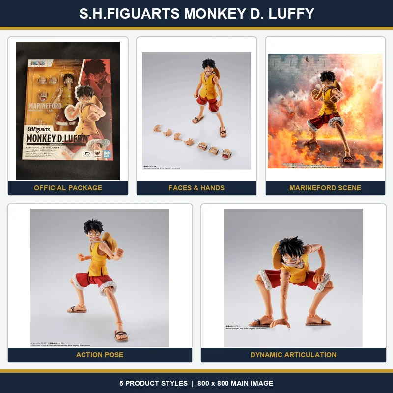 In Stock Bandai Spirits S.H.Figuarts One Piece Monkey D. Luffy Summit War Articulated Action Figure Collectible Display Model