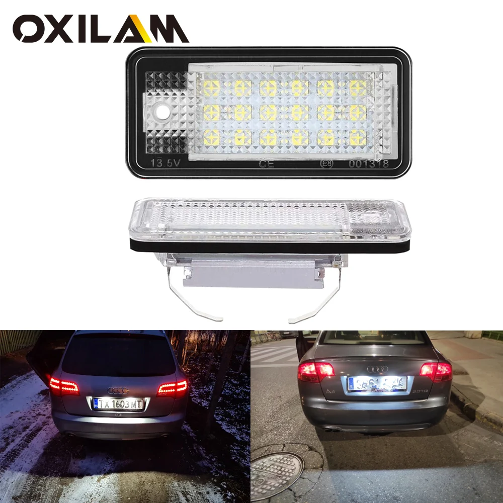 2Pcs No Error Car LED License Number Plate Light 12V For Audi A4 S4 B6 B7 A6 C6 S6 A3 S3 Cabriolet A8 S8 Q7 RS4 RS6 Accessories