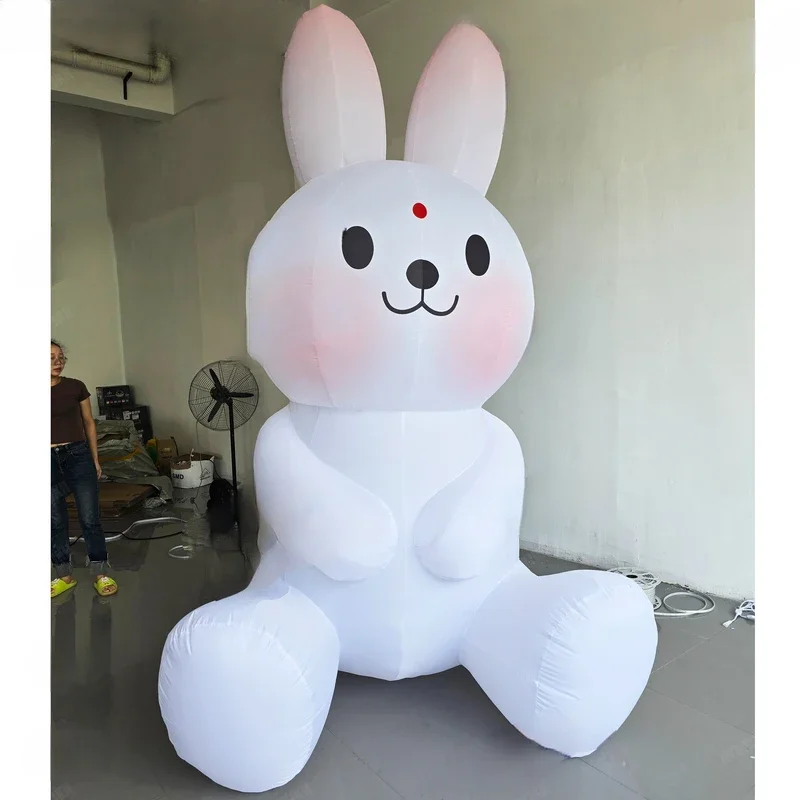 Rabbit Air Blow  Giant Inflatable Cartoon Bunny Easter Decoration Animal Mascot Balloon with Blower Event Advertising Cheap