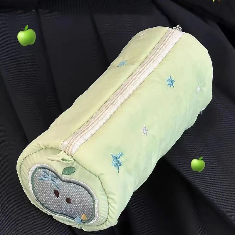 Estuche de lápices de pastel de manzana verde Kawaii, bolsa de almacenamiento, bolsa de cosméticos, papelería para estudiantes, suministros escolares, regreso a la escuela