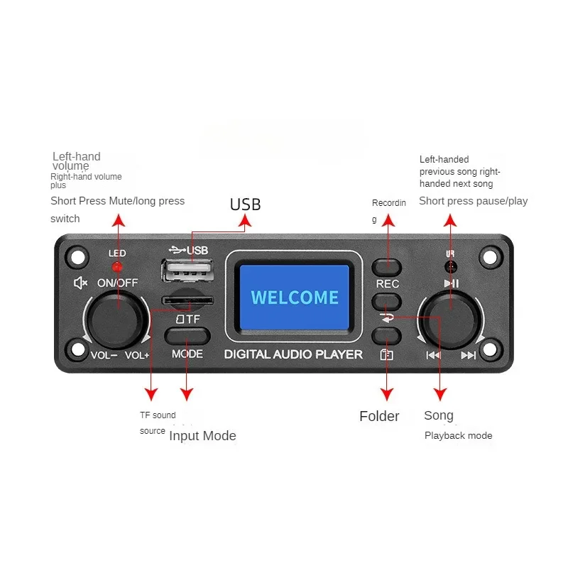 SOTAMIA บลูทูธถอดรหัส DTS เครื่องเสียงรถยนต์ MP3 เครื่องเล่นถอดรหัสโมดูลสําหรับเพลงไฮไฟบลูทูธลําโพงเครื่องขยายเสียง DC12V
