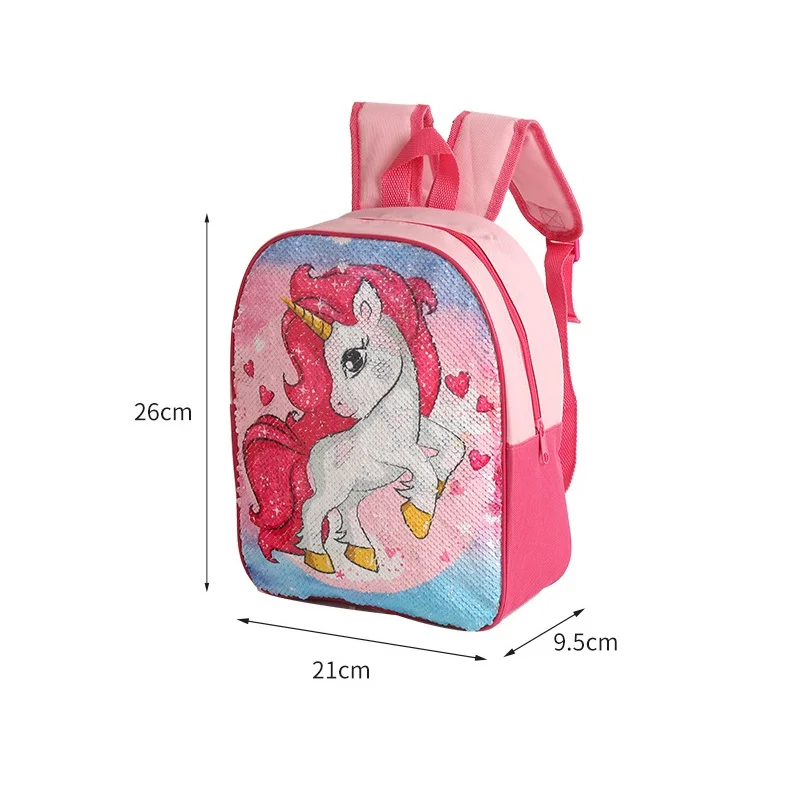 Children Lovely Cartoon Unicorn Dinosaur Backpacks New Double Sided Transformation Sequins Fashion Schoolbags for Girls Boys Hot