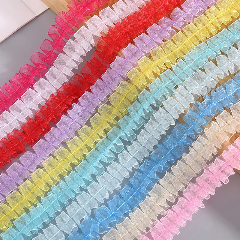 40 Yards 20MM Falbala Ruffled Chiffon Lace Skirt Edge Ribbon Fold Lotus leaf Hair Bows DIY Crafts Handmade Wrapping 3200