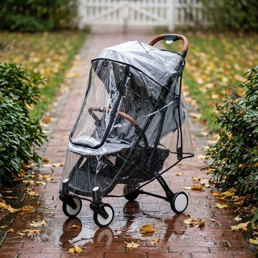 Full-Surround Stroller Rain Cover Transparent EVA Material Double Zipper Opening Windproof Rainproof Cold Sand and Dust Resistan