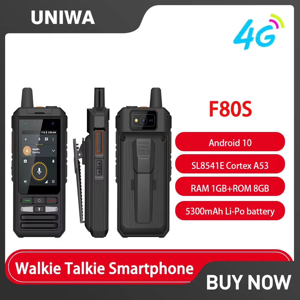 UNIWA F80S Android 10 Mobile Phone Multi-language 2.4 Inch Touch Screen Walkie Talkie Smartphone Removable 4000mAh Battery