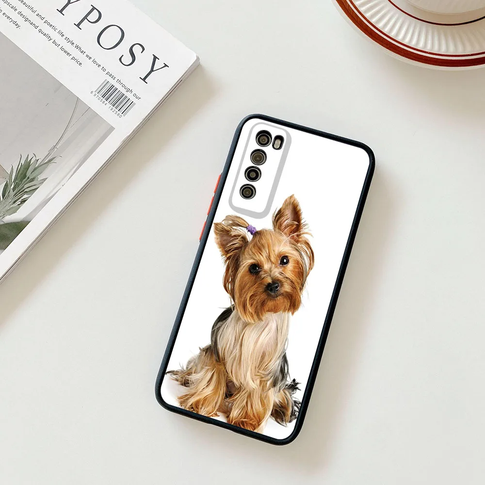 Skin Feel Translucent Phone Case For Samsung S22 A73 A72 A71 A54 S24 S23 S21 S20 Note20 S10 Yorkshire Terrier Dog Frosted Cover 