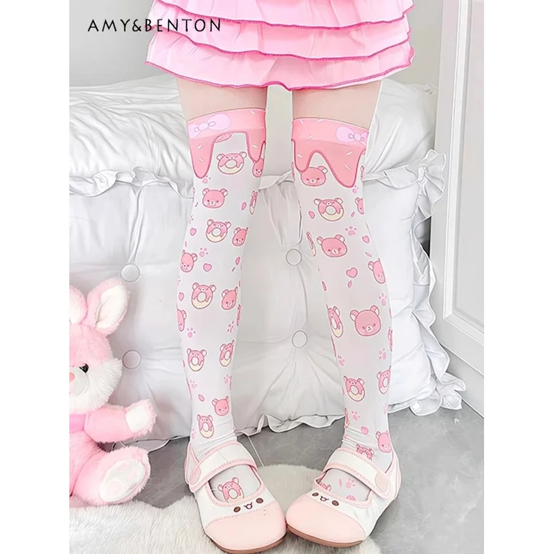 25COSOriginal Cartoon Printed Thigh High Stockings Japanese Cute Knee High Socks Daily Versatile Sweet Kawaii Velvet Stockings L view 2