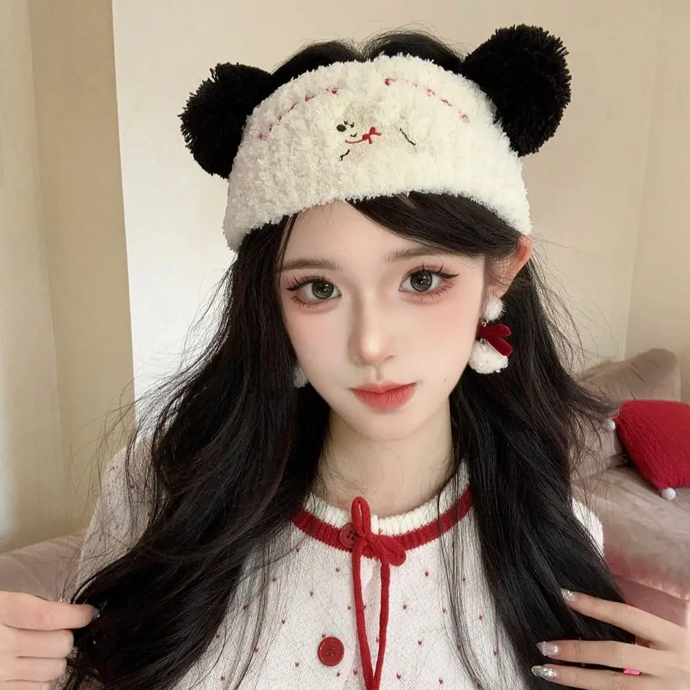 Kawaii Bear Spa Headband Fluffy Elastic Plush Hairband Non-slip Hair Accessorie Panda Hairband Wash Face