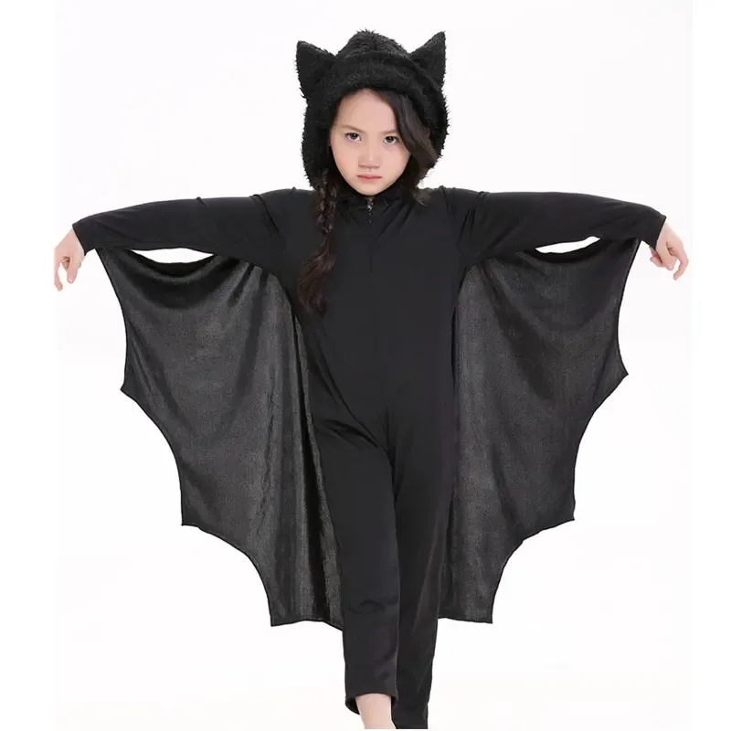 

Umorden Halloween Purim Carnival Party Costume Kids Children Black Bat Vampire Costumes for Boy Girl Fantasia Cosplay Jumpsuit