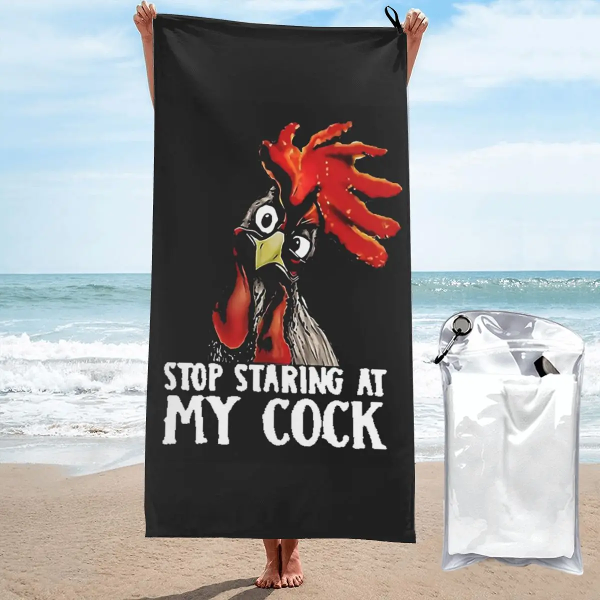 

Animals - Stop Staring At My Cock - Gangster Chicken Beach Towel Soft Microfiber Quick Dry Quick Towels For Mountain Climbing