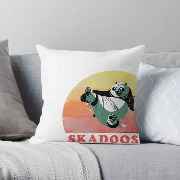 Kung Fu Bear Skadoosh Retro Circle Portr  Printing Throw Pillow Cover Anime Fashion Wedding Fashion Pillows not include One Side