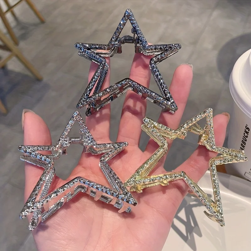 y2k five-pointed star metal grab clip Europe and the United States wind temperament grab clip female hair clip