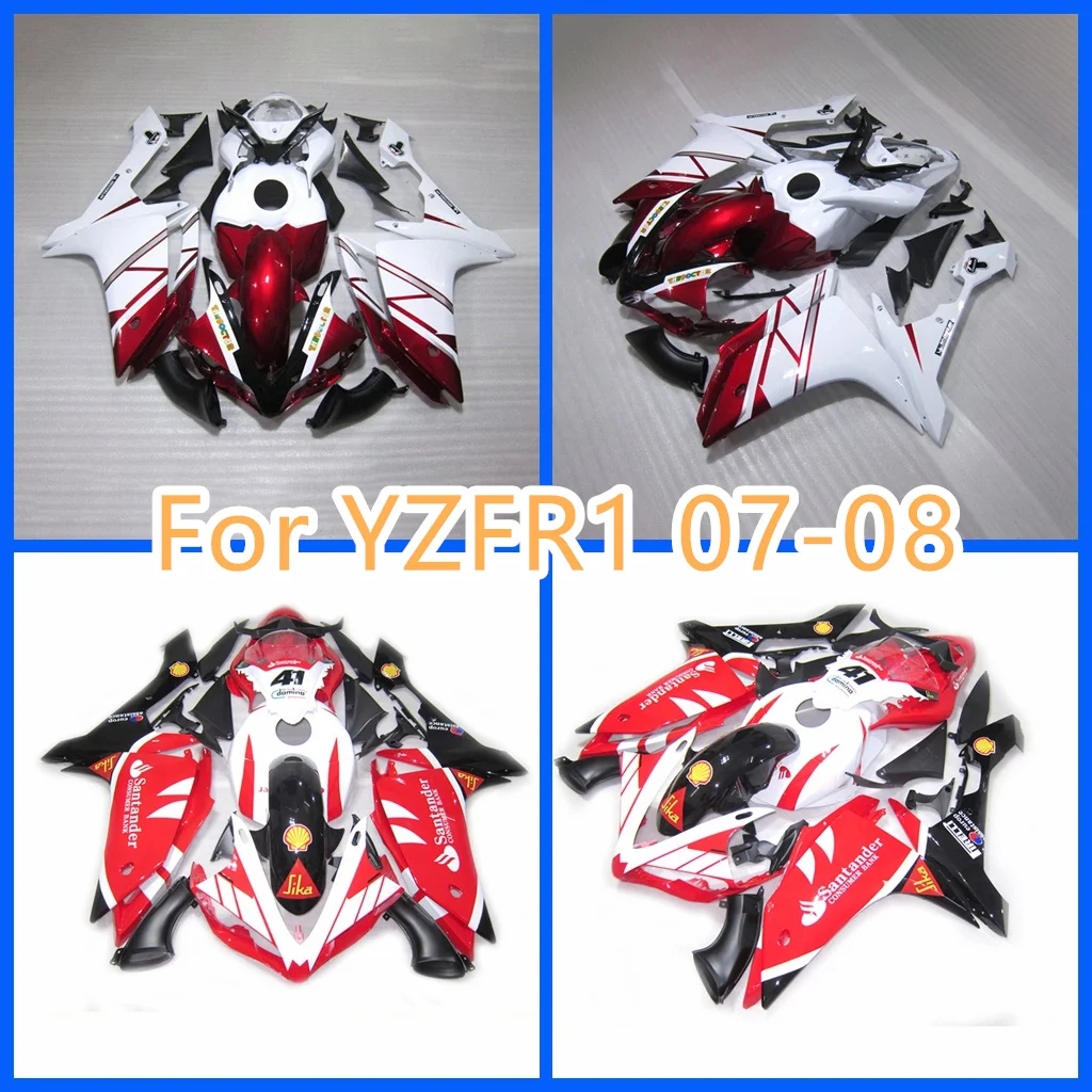 Cały zestaw owiewek do Yamaha 2007 2008 YZF-R1 07 08 YZFR1 Nowe wtryskowe nadwozie z tworzywa ABS Sportbike Body Repair Czerwony biały