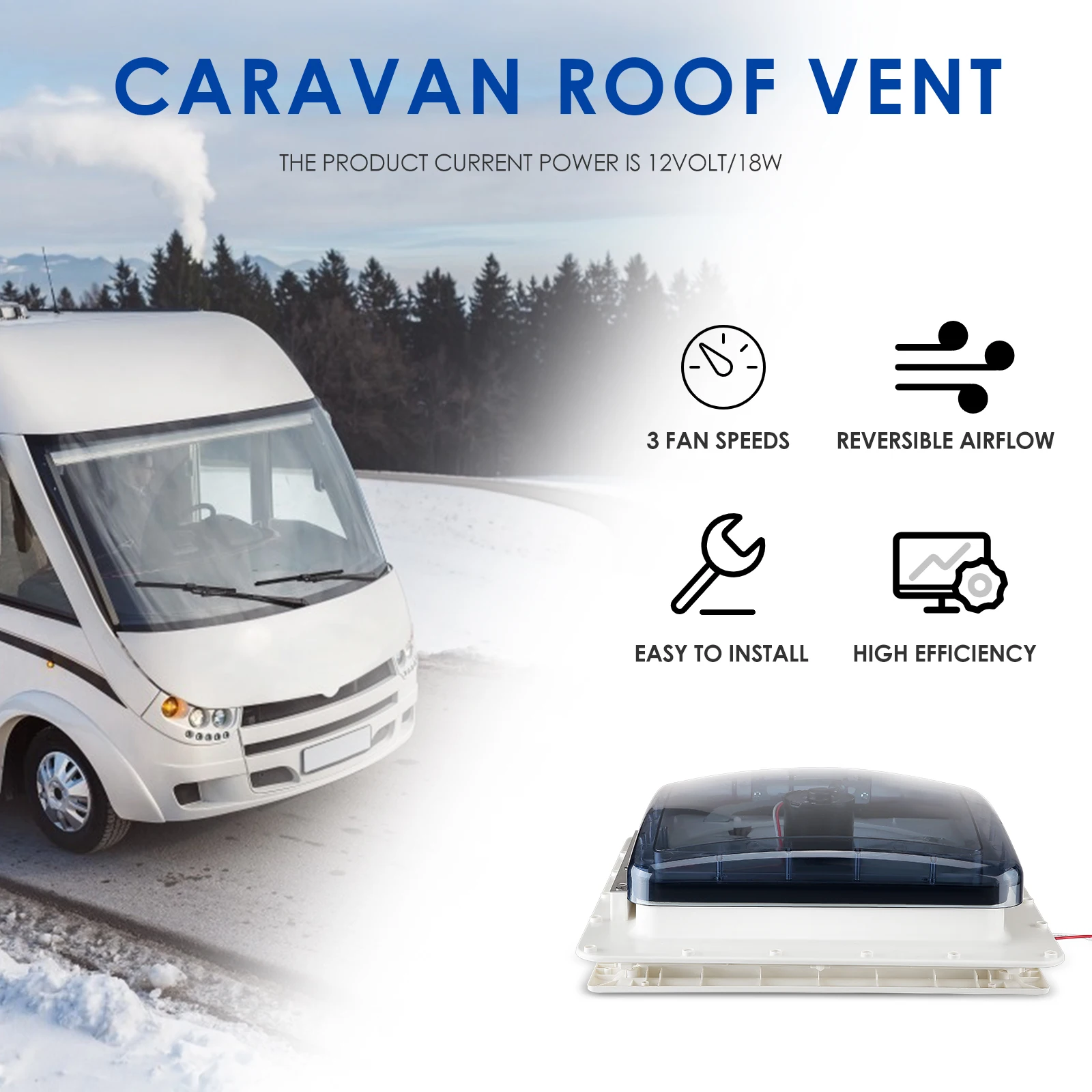 Imagem -05 - Manual rv Roof Ventilação Ventilador Ventilador de Ventilação Caravan rv Roof Skylight Vent 12v 40x40cm Tamanho de Abertura Velocidades