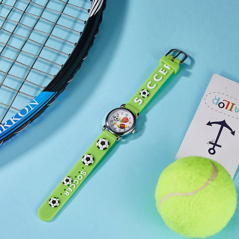 new fashion children boys girls cute cartoon football soccer watches durable electric kids watches little Free backup battery