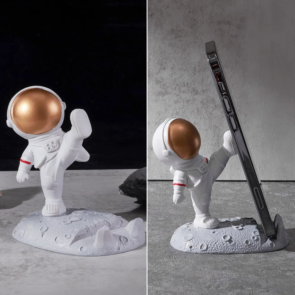 Astronaut Shape Phone Holder Spaceman Office Desk Decoratio Decor Stand Cute Smartphone Bracket Small Ornaments Handicraft Gift