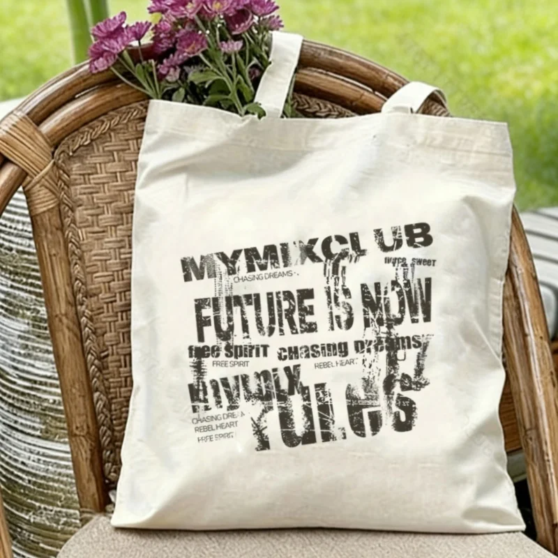 

1PC Future Is Now Canvas Tote Eco-friendly Reusable Shoulder Bag