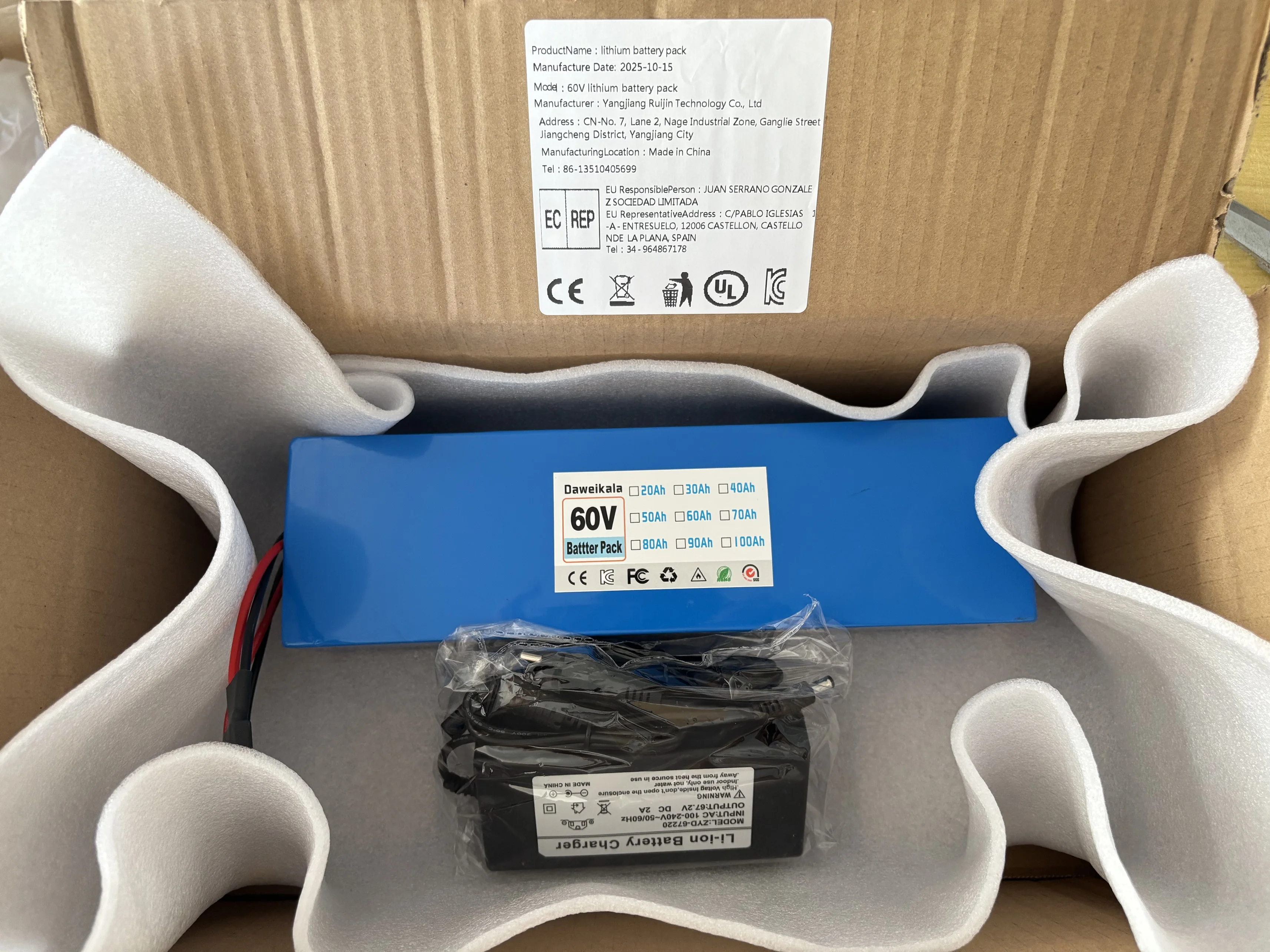 60V 100Ah 16S4P Lit…