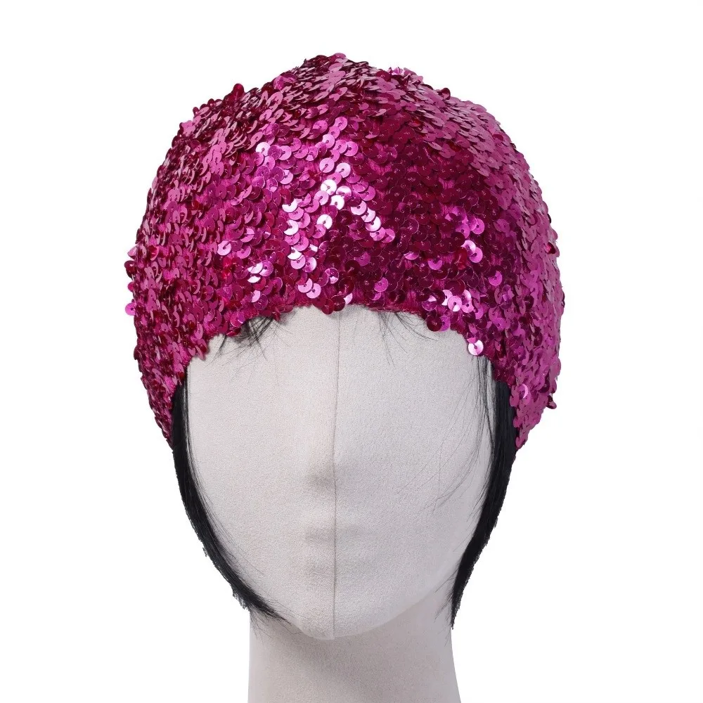 Elastic Knit Sparkly Beanie Hat Sparkly Sequin Glitter Material Sequin Beanie Hat Shiny Finish Cold Weather Design