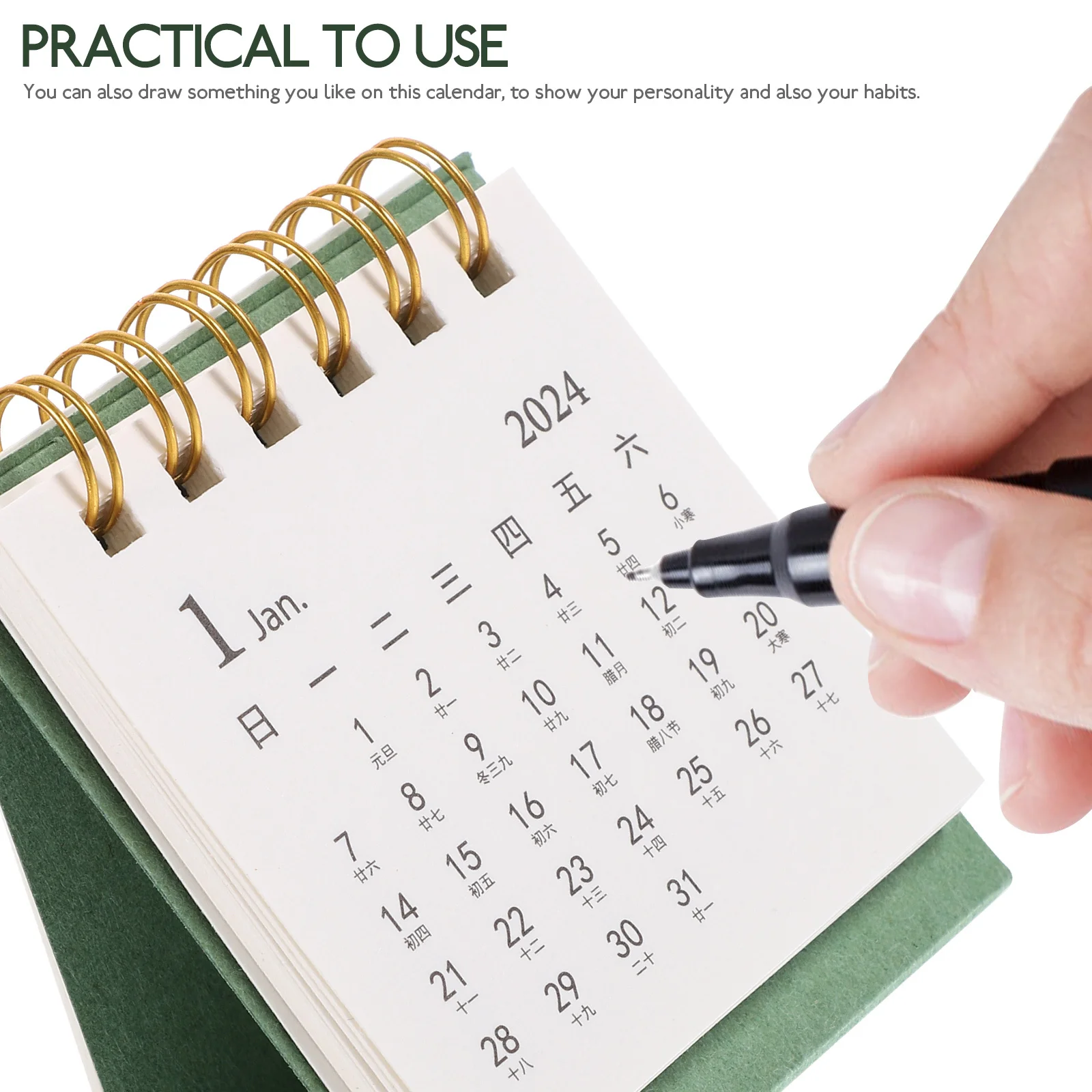 

Spiral Binding Desktop Office Decorative Small Standing Schedule Organizer Home Office Coil Design Monthly Planner 2024 Desktop