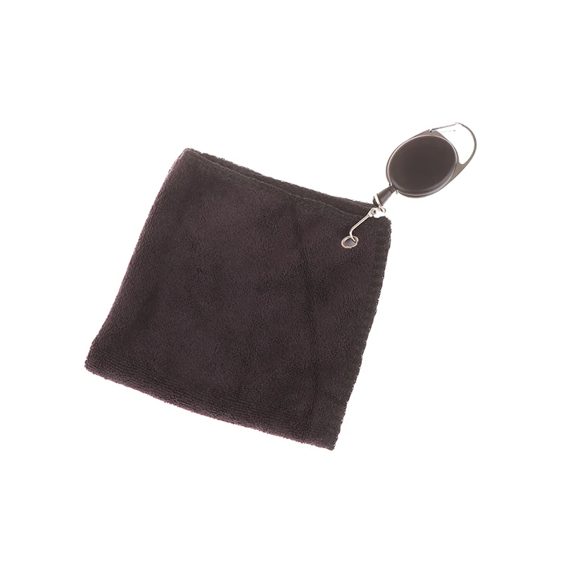 1PC Black Golf Towel Wet And Dry, Golf Cleaning Cloth Perfect For Golfers Cleaning Cloths With Retractable Hook Easy To Carry