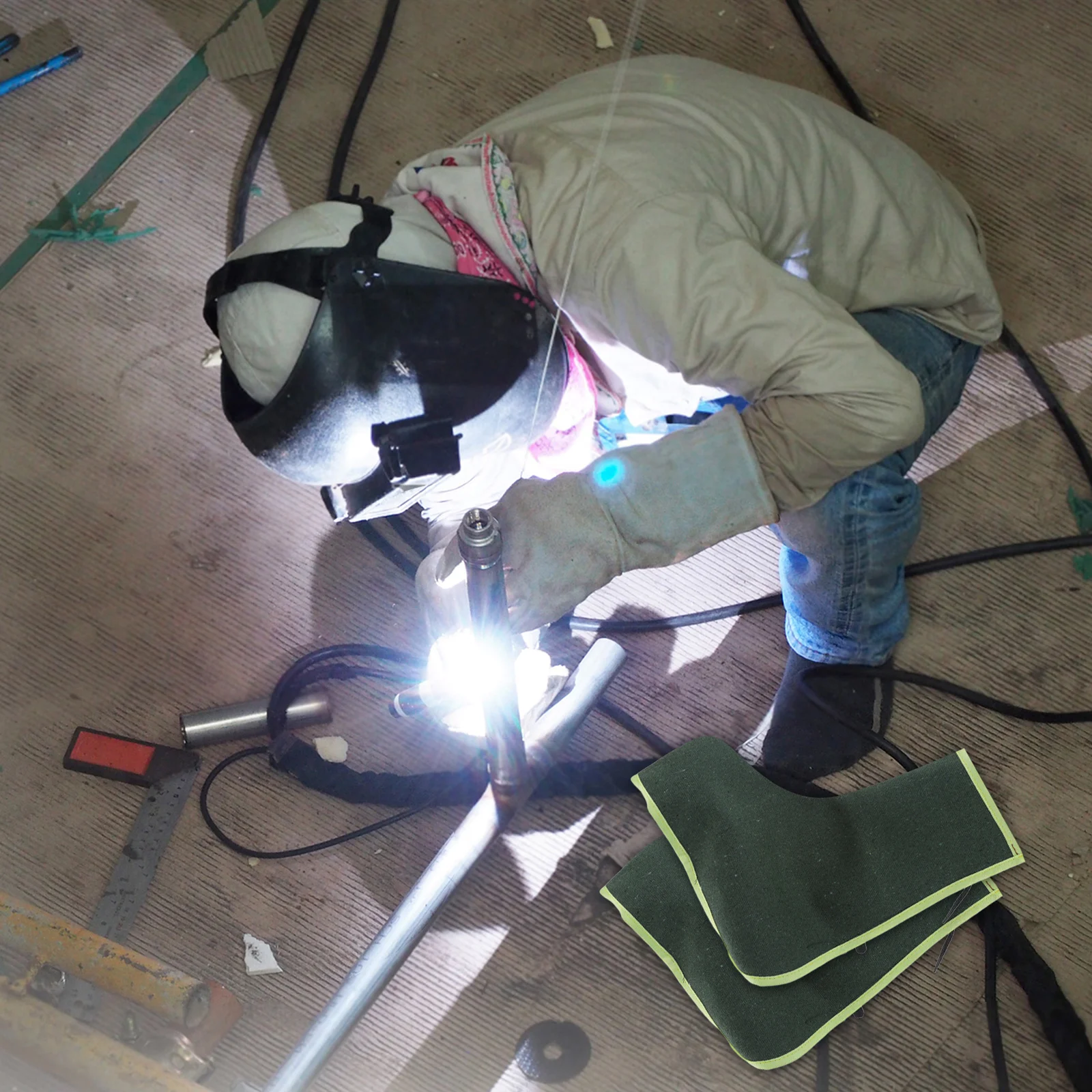 2 قطعة أغطية أحذية بلاستيك لحام عالية الكثافة قماش حماة القدم للرجال قابلة لإعادة الاستخدام العمل التمهيد الحرس مقاومة للحرارة أغطية الحذاء ل #5