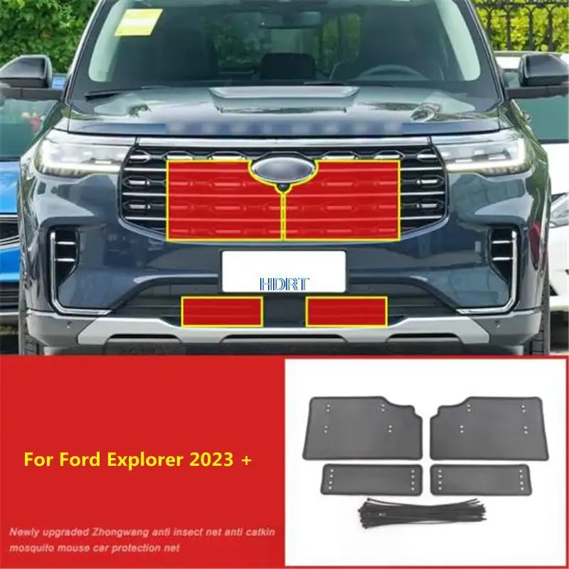 Car Styling Front Grill Mesh Head Engine Cover Anti-insect For Ford Explorer 2023 + Protector Decoration Accessories Auto Kit