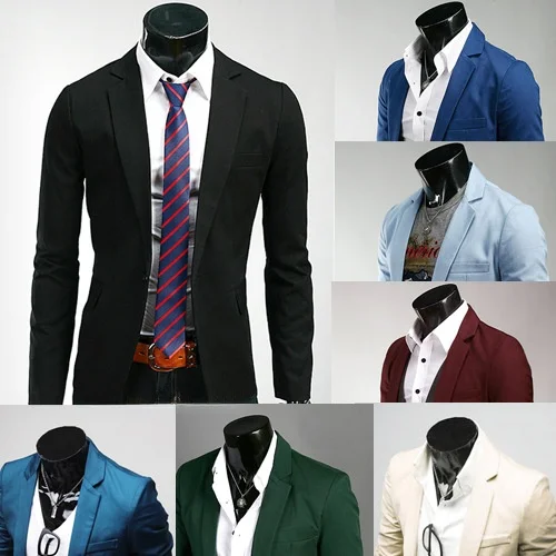 Męski, elegancki, casualowy garnitur w jednolitym kolorze, duży rozmiar, wygodny krój, klasyczny, długi rękaw, okrągły dół, płaszcz.