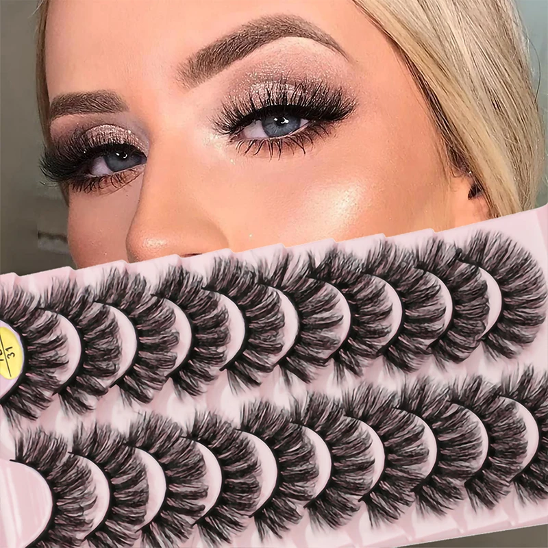 محاكاة فرو المنك المجعد السميك الأوروبي والأمريكي 7D 10 أزواج من الرموش الصناعية، مناسبة للمراحل اليومية والعطلات #1