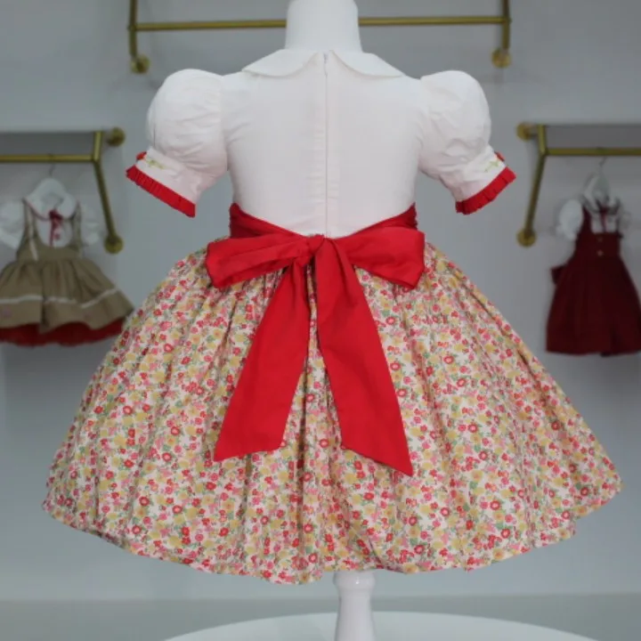 0-12Y Baby Girl Summer Handmade Embroidery Floral Dress for Birthday Baptism Wedding Eid Casual B309