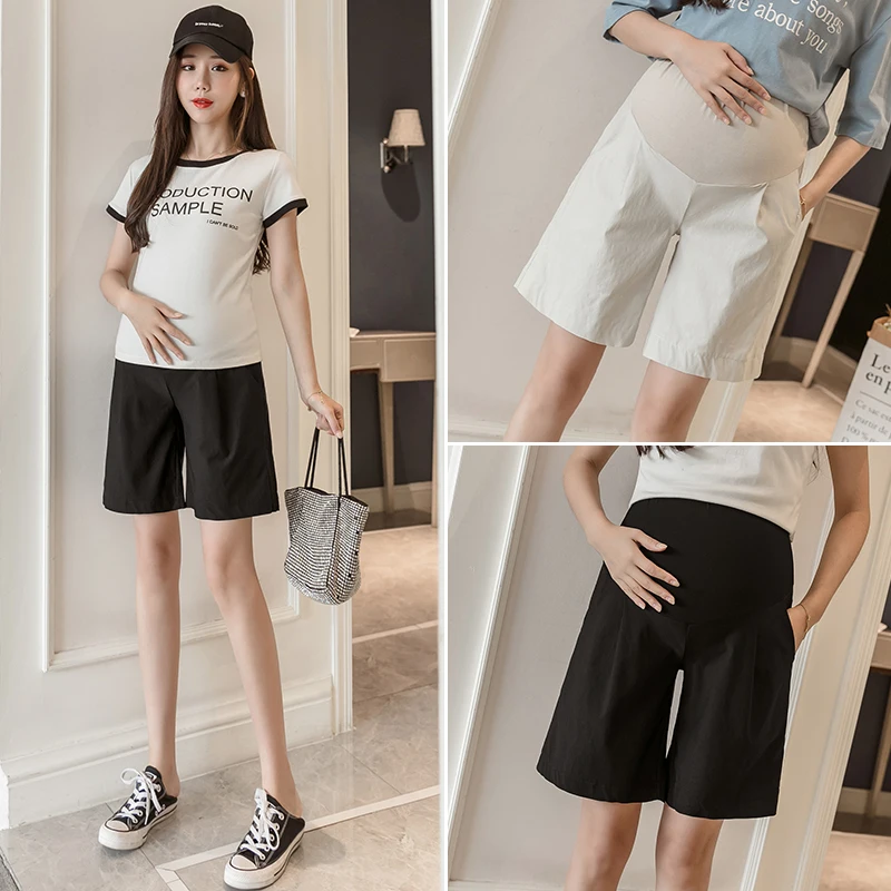 Maternity Pants Shorts Pockets Loose Leg Trousers For Pregancy Woman Short Pants Pregnancy Pockets Straight Wide Leg Clothing