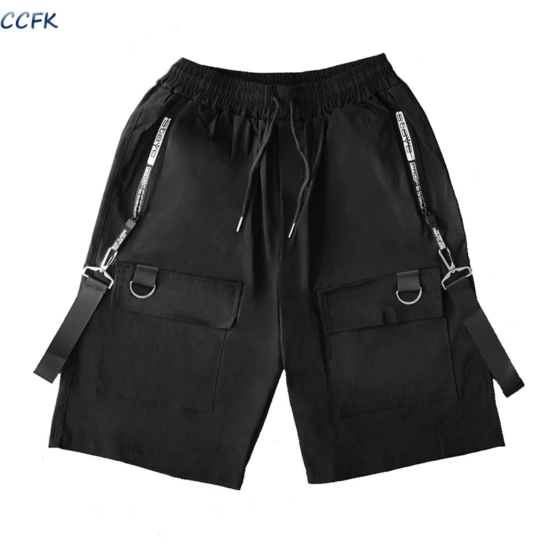 Gothic Cargo Shorts Pants Women Men Techwear Shorts Hiphop Harajuku Fashion Streetwear Summer Beach Bandage Joggers Emo Clothes