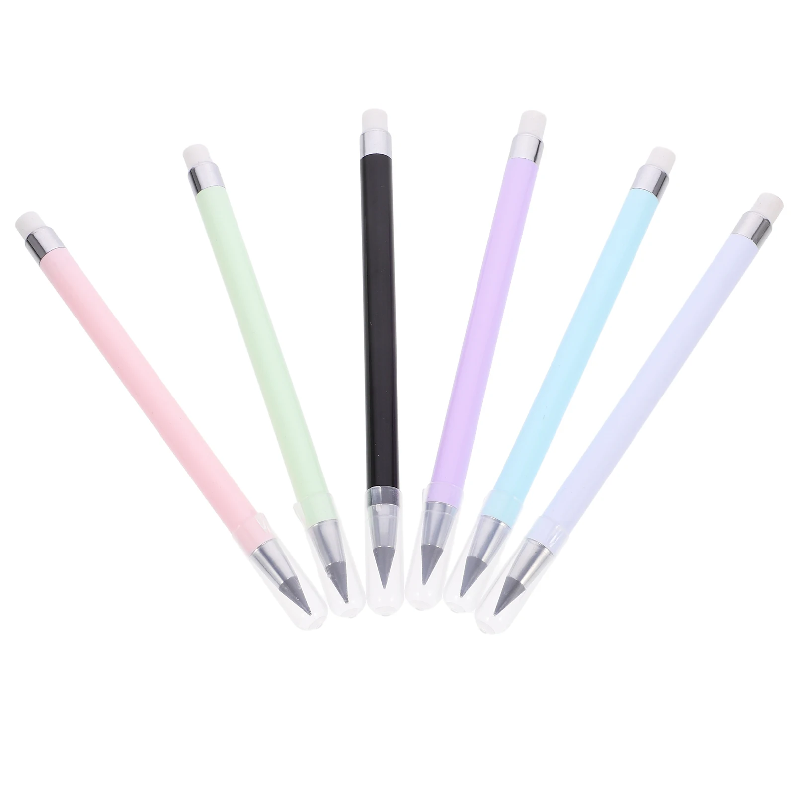 

6 Pcs Eternal Everlasting Pencils Reusable Inkless Teens Macaron No Sharpening Sketch Drawing pencils Black White Purple Green