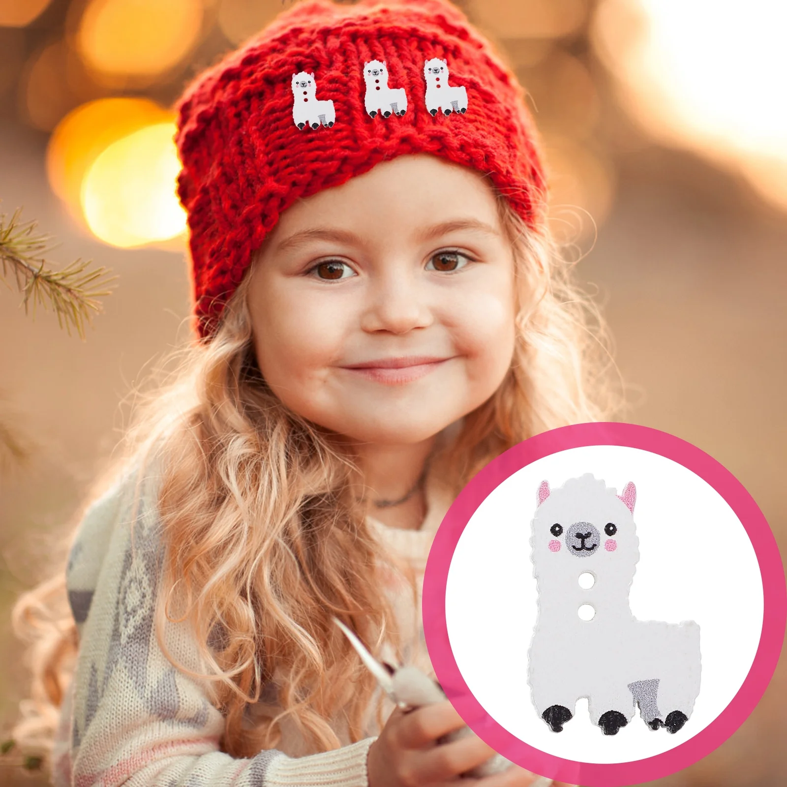 

100 Pcs Handmade Wood Buttons Sheep Craft Supplies Animal Decorative Novelty Sewing