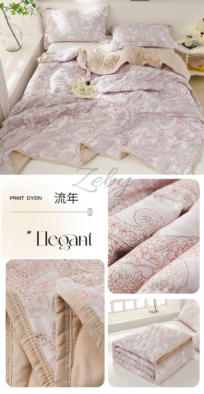 Breathable Quilted Summer Blanket Cooling Skin-friendly Comforter Soft Lightweight Quilt Well-vetilated Single Double  Duvet Set