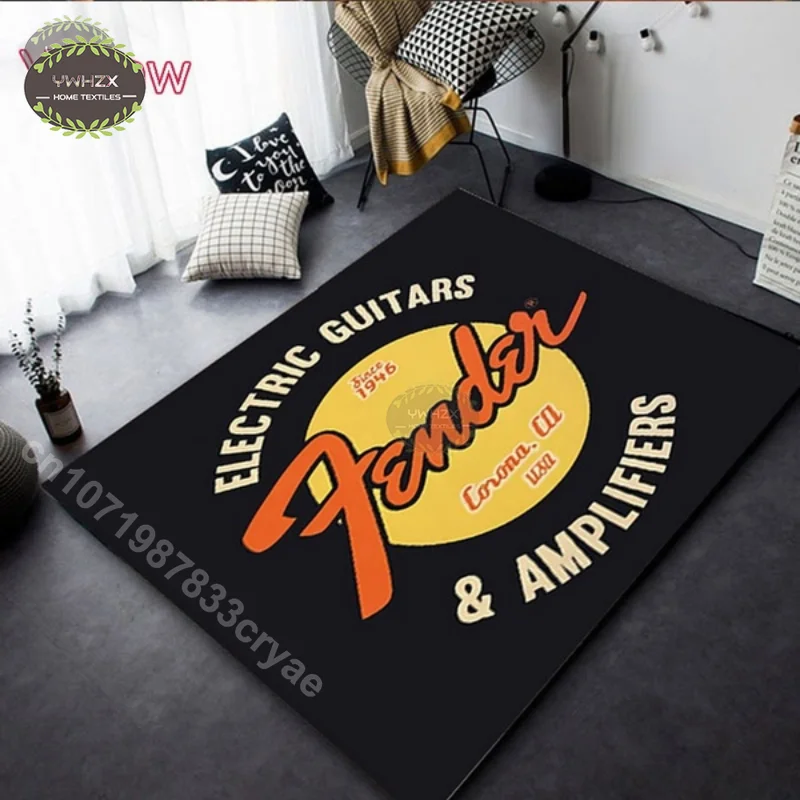 Fender Music Rug for Living Room Bedroom Carpet Large Area Rug Drum Kit Guitar Decorative Floor Mat Gift Bathmat Flannel Doormat