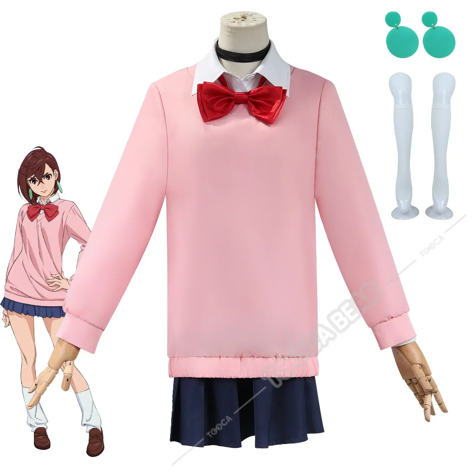 Momo Ayase Anime Cosplay Costume pour filles et femmes, perruque, robe Dandadan, jupe, uniforme scolaire, boucles d'oreilles, tour de cou, fête d'Halloween