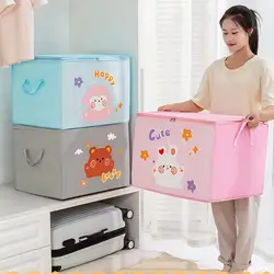 Large Capacity Clothes Quilt Storage Bag Cute Cartoon Animals Foldable Non Woven Storage Bag Wardrobe Storage Clothes Organizer