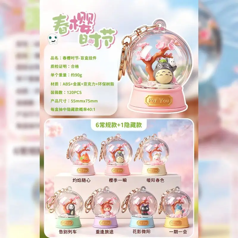

Hayao Miyazaki Keychain Cherry Blossom Anime Blind Box Acrylic Metal Resin Creative Bag Pendant Bag Charm Gift For Anime Lovers