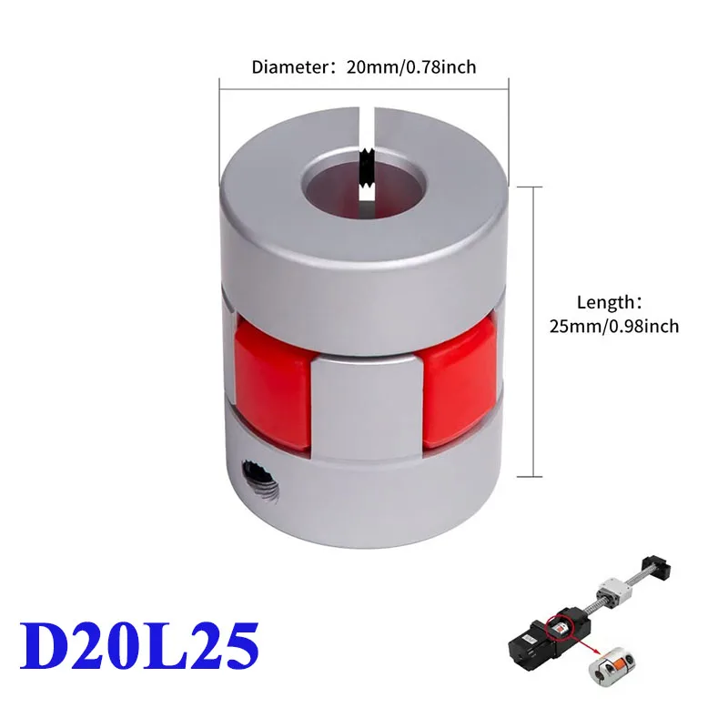 2pcs Jaw Shaft Coupler D20L25 Aluminium Plum Flexible Shaft Connector Flexible Coupler 4/5/6/6.35/7/8/9/10 mm for CNC Machine