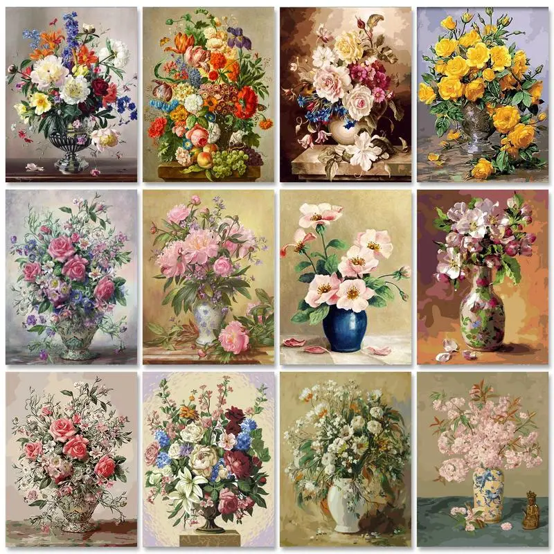 GATYZTORY Classical Painting By Numbers Kill Time Flowers Pictures By Numbers Diy Gift Drawing By Numbers Wall Decor Adults Craf