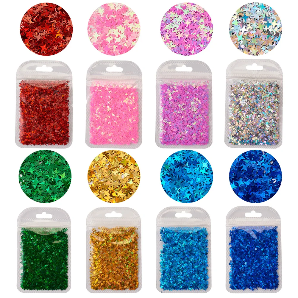 

8 Bags Mixed Color Star Glitter Sequins Plastic Sparkly Flakes Slices for DIY Epoxy Resin Jewelry Making Findings