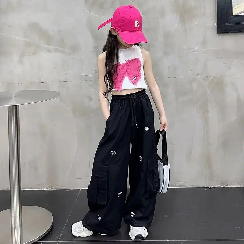 Hip Hop Street Dance Trousers Stylish Loose-fit Cargo Pants Girls Summer Arrival  Teenage Streetwear Baggy Joggers Pants 5-14Y