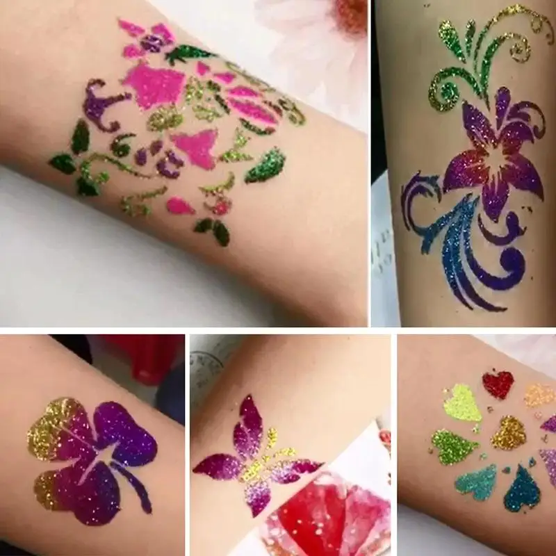 Tatuagem única em pó com glitter, gel branco, cola flash, Art Lasting, pintura corporal, impermeável, longa, B0G4, 10ml