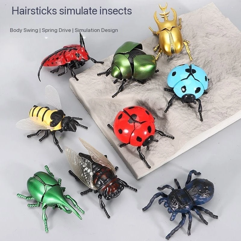 Jouets insectes à remonter, animaux de simulation enroulés, araignée, abeilles, coccinelles, foulards, cicadas, petits cadeaux pour enfants.
