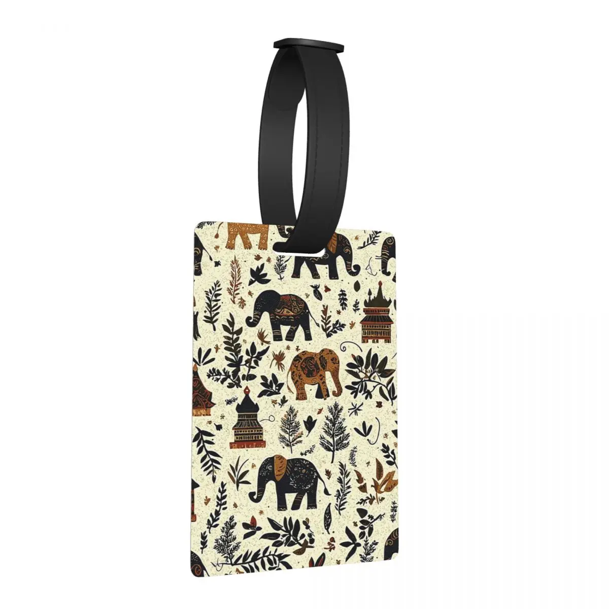 

Elephant Textile Pattern With Folk Art Style Luggage Tags Suitcase Fashion Baggage Boarding Tag Label Holder ID Name Address